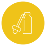 pictogramme représentant un flacon avec une pipette sur fond jaune