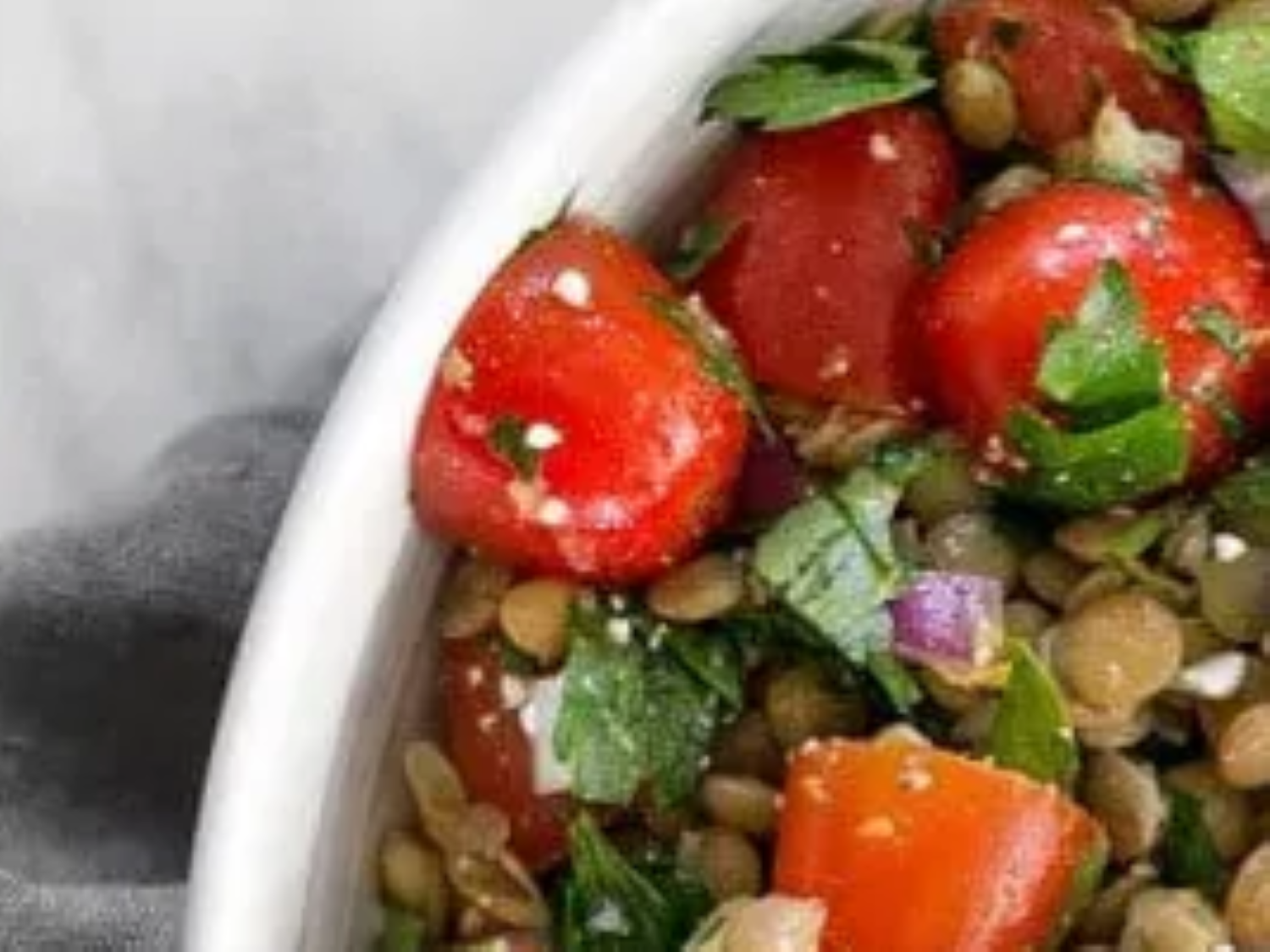 recette salade de lentilles, tomates et pesto